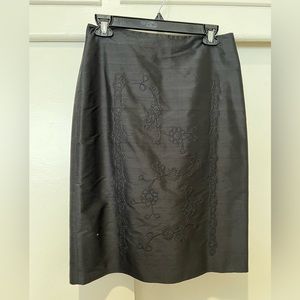 BCBG silk embroidered skirt